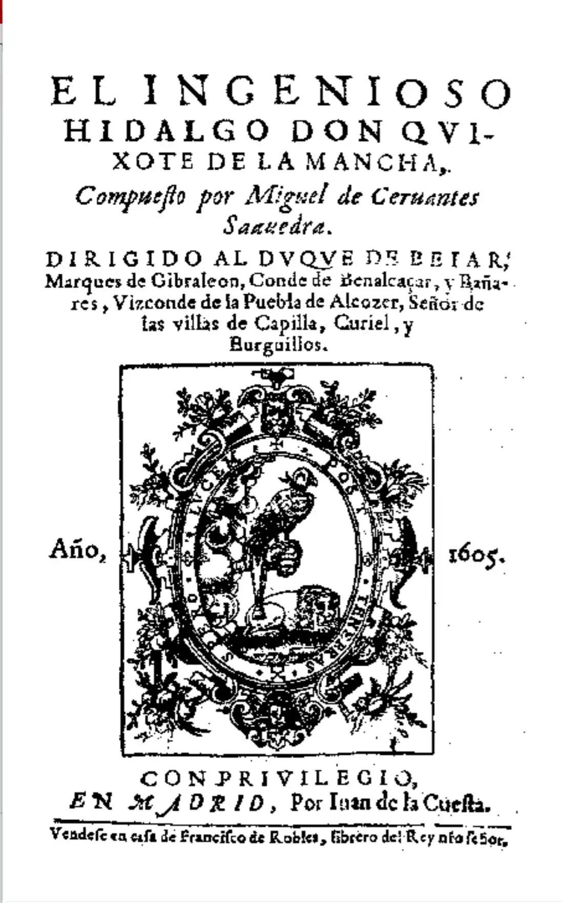 Don Quixote de la Mancha (first edition, 1605)