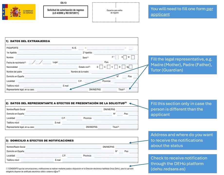 How to fill the EX-13 Form Page 1