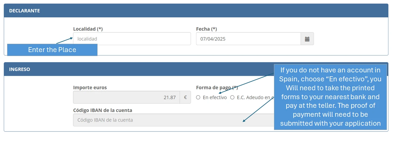 How to Fill and Pay for Tax 790 012 for TIE Larga Duración - Step 4 How to Fill and Pay for Tax 790 012 for TIE Larga Duración - Step 4